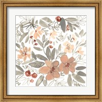 Framed Peach & Rust Blooms II