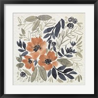 Framed Sienna & Paynes Flowers II
