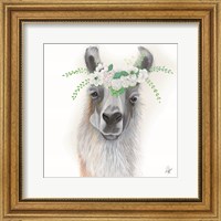 Framed Floral Llama