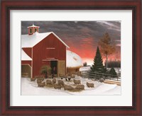 Framed Snowy Farm