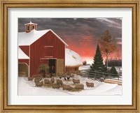 Framed Snowy Farm