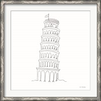 Framed One Line Pisa Tower Italy