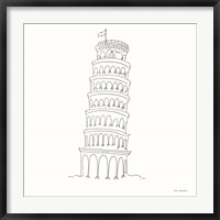 Framed One Line Pisa Tower Italy