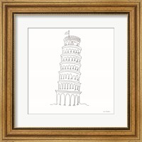Framed One Line Pisa Tower Italy