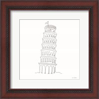 Framed One Line Pisa Tower Italy