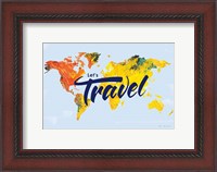 Framed Lets Travel World Map