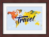 Framed Lets Travel World Map