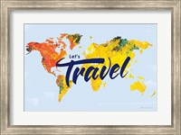 Framed Lets Travel World Map