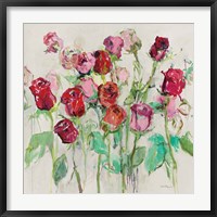 Framed Wild Roses Warm Gray