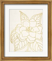 Framed Gold Gardenia Line Drawing Crop