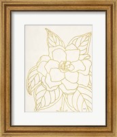 Framed Gold Gardenia Line Drawing Crop