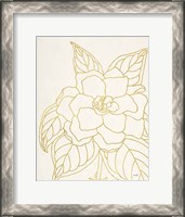 Framed Gold Gardenia Line Drawing Crop