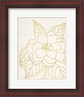 Framed Gold Gardenia Line Drawing Crop