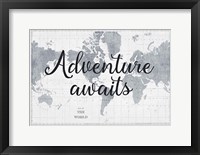 Framed World Map Gray