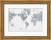 Framed World Map Gray No Words