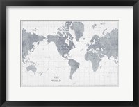 Framed World Map Gray No Words