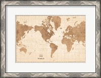 Framed World Map Sepia No Words