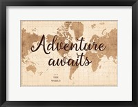 Framed World Map Sepia