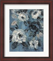 Framed Loose Flowers on Dusty Blue II