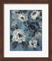 Framed Loose Flowers on Dusty Blue II