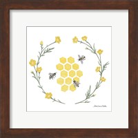 Framed 'Happy to Bee Home III Yellow' border=
