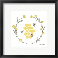 Framed 'Happy to Bee Home III Yellow' border=