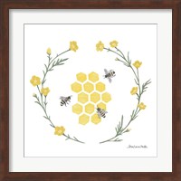 Framed Happy to Bee Home III Yellow
