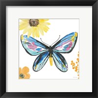 Framed 'Beautiful Butterfly III Blue No Words' border=