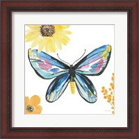 Framed 'Beautiful Butterfly III Blue No Words' border=