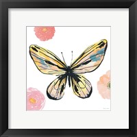 Framed 'Beautiful Butterfly II Teal No Words' border=