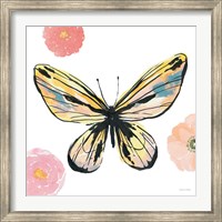 Framed Beautiful Butterfly II Teal No Words