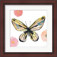 Framed Beautiful Butterfly II Teal No Words