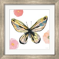 Framed 'Beautiful Butterfly II Teal No Words' border=