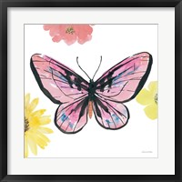 Framed Beautiful Butterfly I Pink