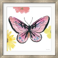Framed Beautiful Butterfly I Pink