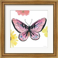 Framed Beautiful Butterfly I Pink