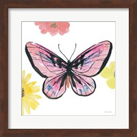 Framed Beautiful Butterfly I Pink