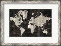 Framed Old World Map Black