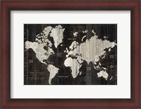 Framed Old World Map Black