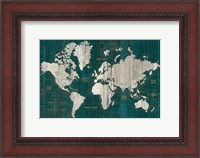 Framed Old World Map Teal