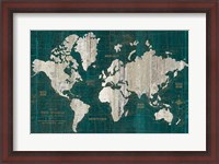 Framed Old World Map Teal