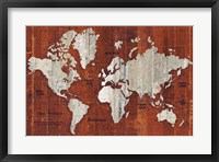 Framed Old World Map Rust