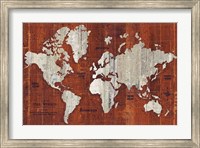 Framed Old World Map Rust