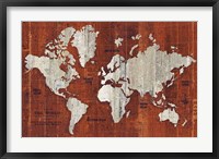 Framed Old World Map Rust