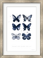 Framed Six Inky Butterflies Blue