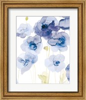 Framed 'Delicate Poppies III Blue' border=