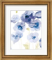 Framed 'Delicate Poppies III Blue' border=