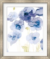 Framed Delicate Poppies III Blue