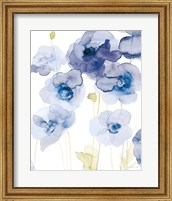 Framed Delicate Poppies III Blue