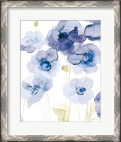 Framed Delicate Poppies III Blue